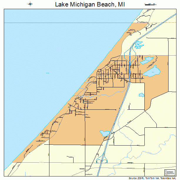 Map Of Michigan Lakes. Lake Michigan Beach, MI street