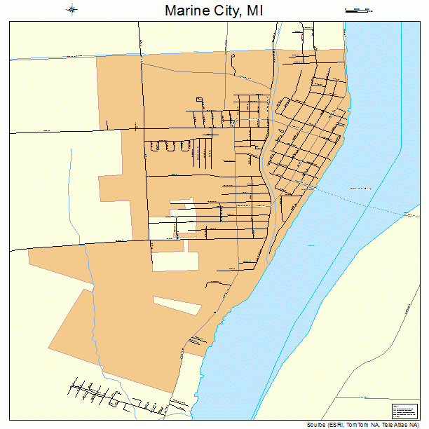 Marine City Michigan Street Map 2651600