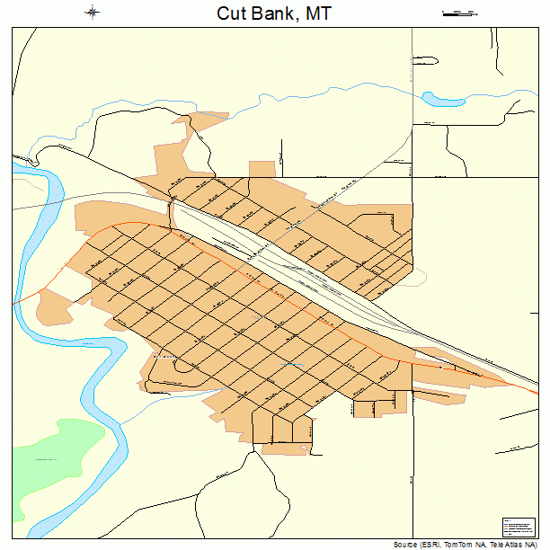 Cut Bank Montana Street Map 3018775