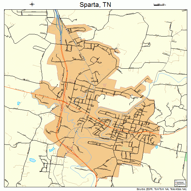 Sparta, Tennessee Street Map 4770180