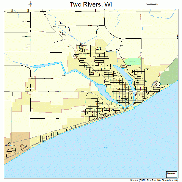 Two Rivers Wisconsin Street Map 5581325