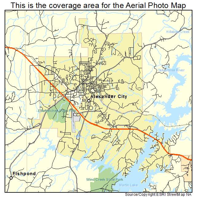 Alexander City, AL location map 