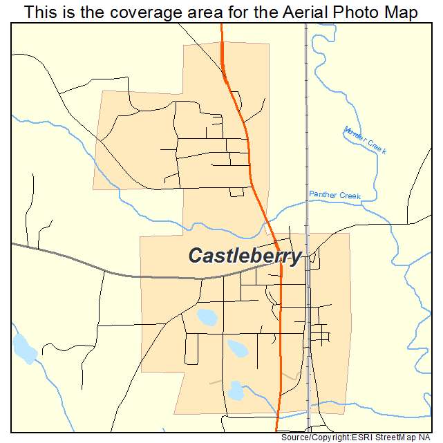 Castleberry, AL location map 