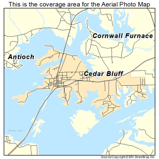 Cedar Bluff, AL location map 