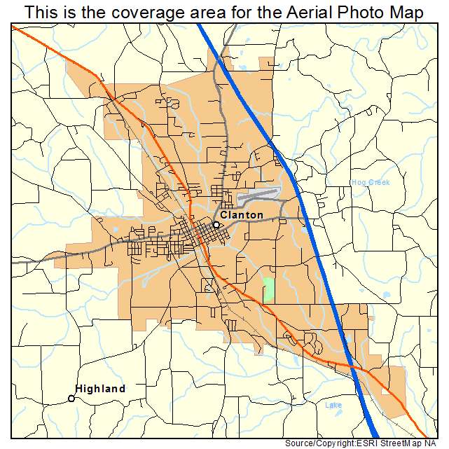 Clanton, AL location map 