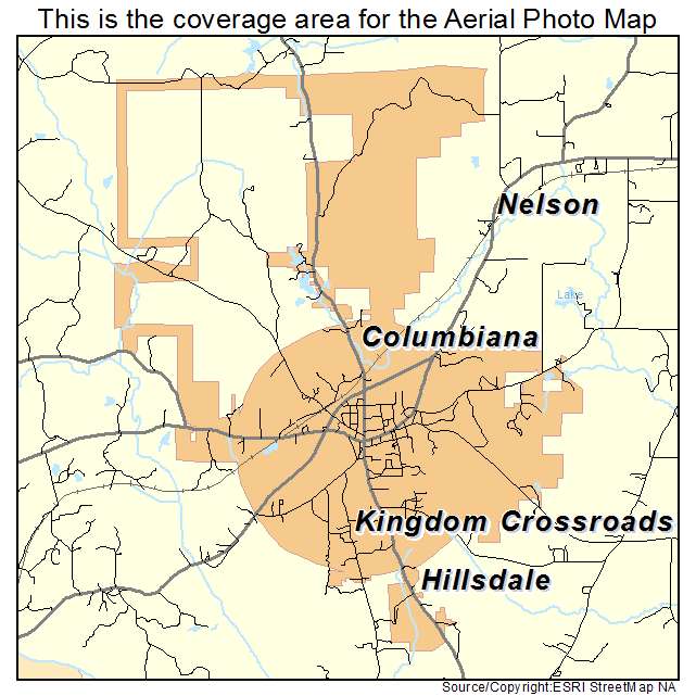 Columbiana, AL location map 