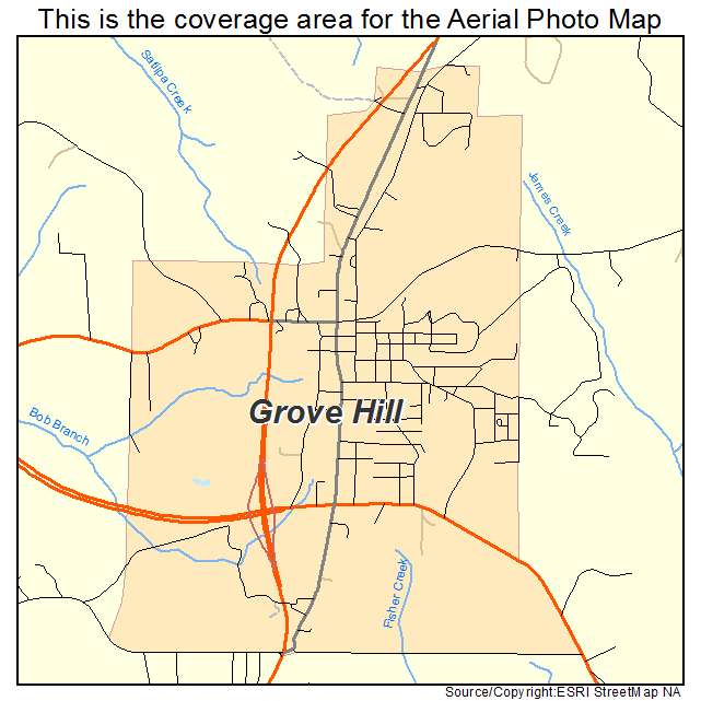 Grove Hill, AL location map 
