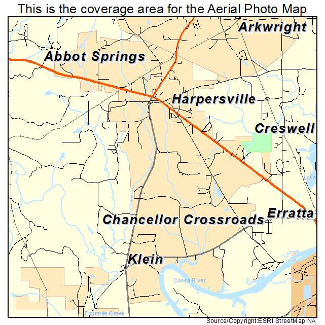 Harpersville, AL location map 