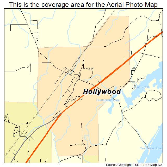 Hollywood, AL location map 