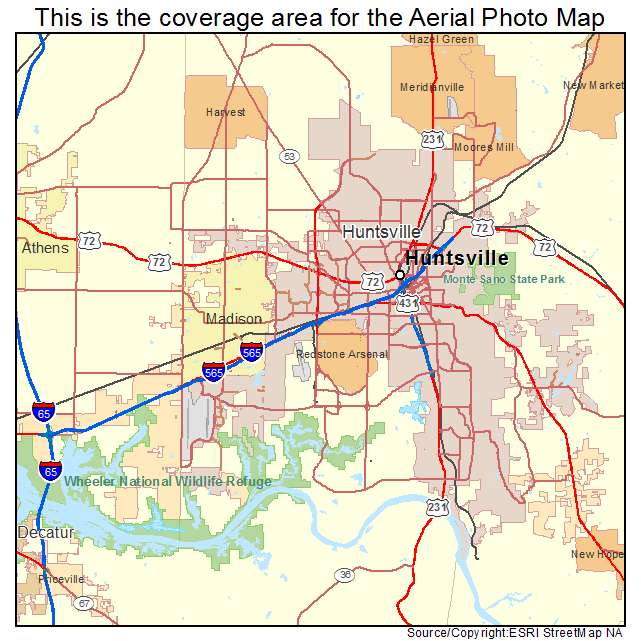 Aerial Photography Map Of Huntsville AL Alabama