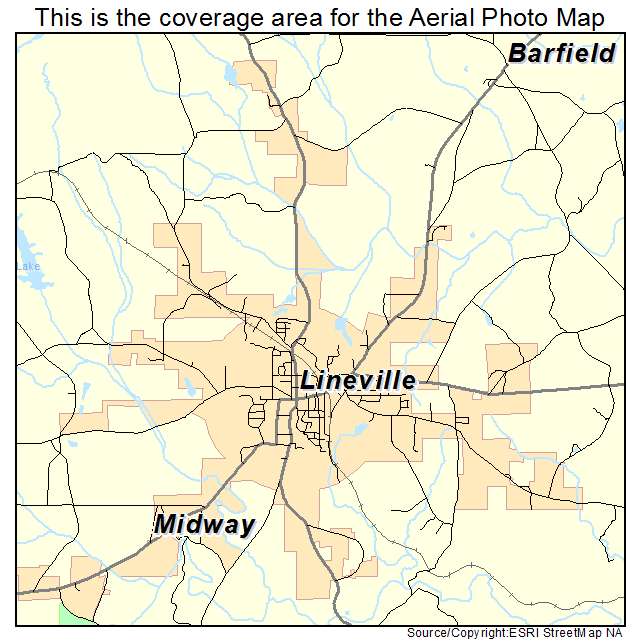 Lineville, AL location map 
