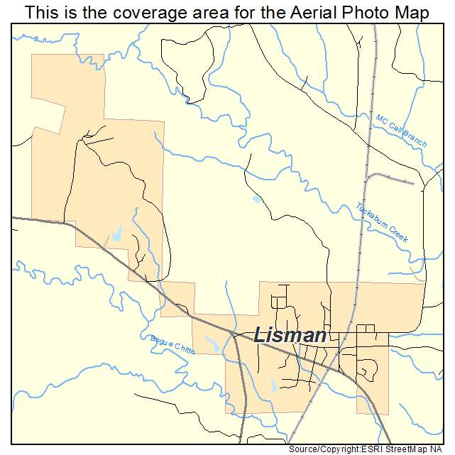 Lisman, AL location map 
