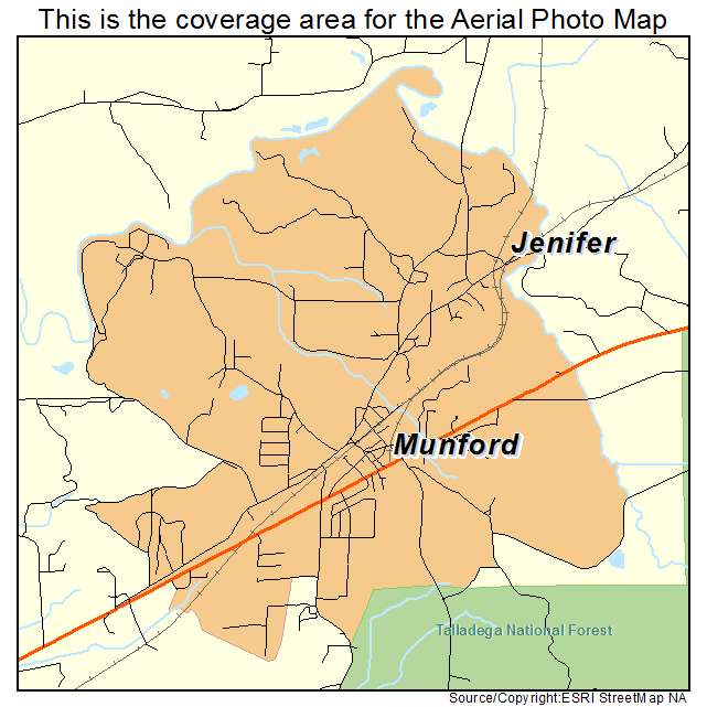 Munford, AL location map 
