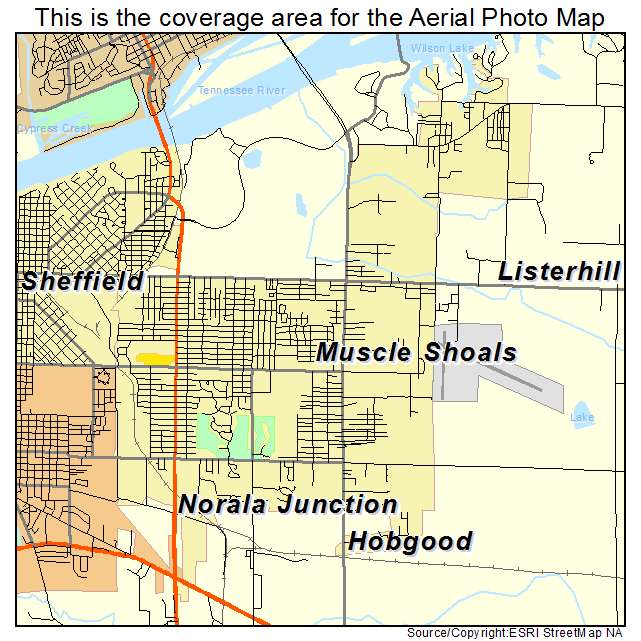 Muscle Shoals, AL location map 