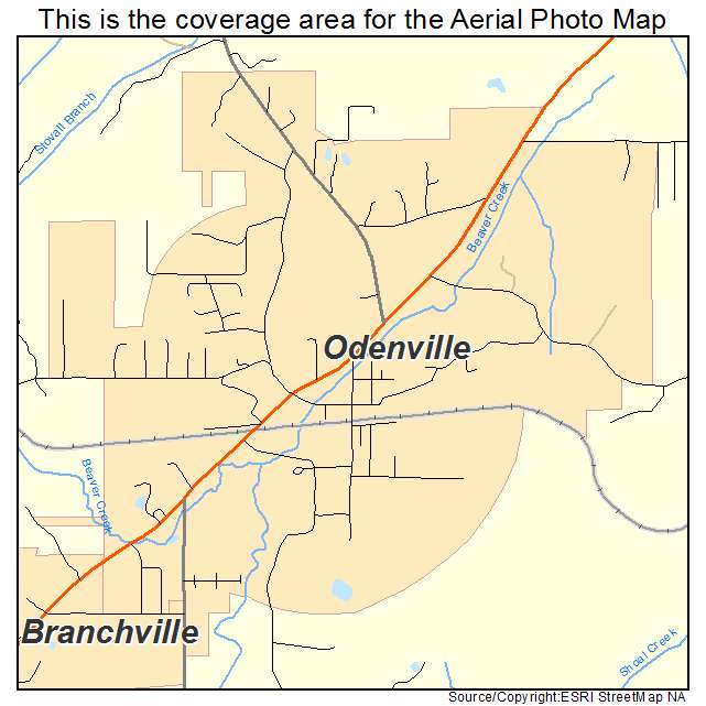 Odenville, AL location map 