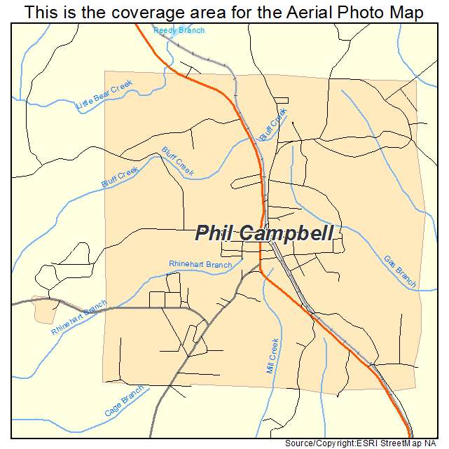Phil Campbell, AL location map 