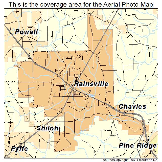 Rainsville, AL location map 