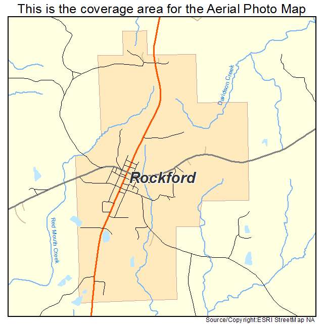 Rockford, AL location map 