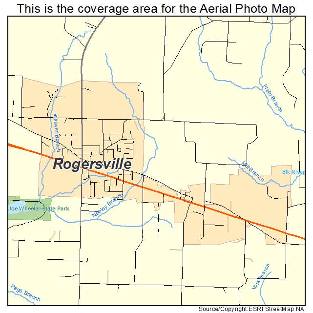 Rogersville, AL location map 
