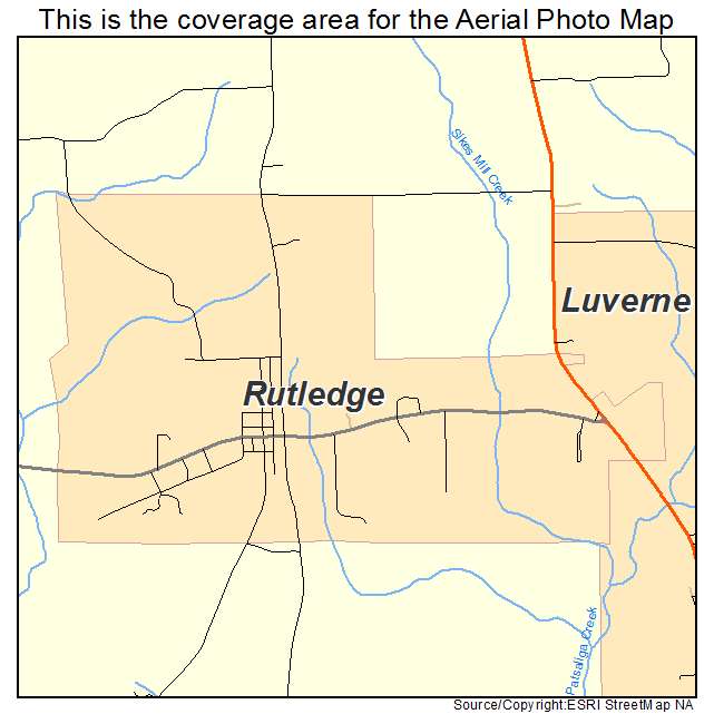 Rutledge, AL location map 