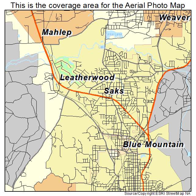 Saks, AL location map 