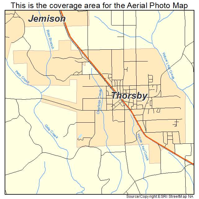 Thorsby, AL location map 