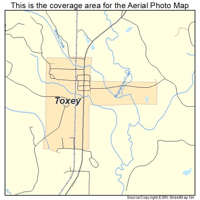 Toxey, AL location map 