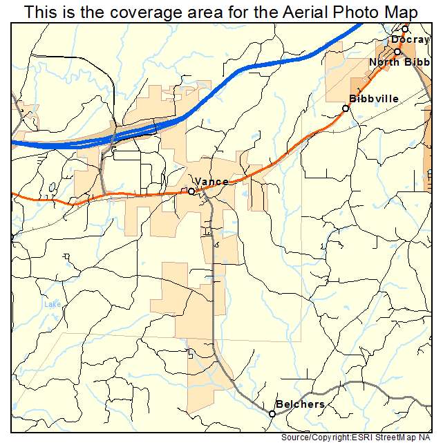 Vance, AL location map 