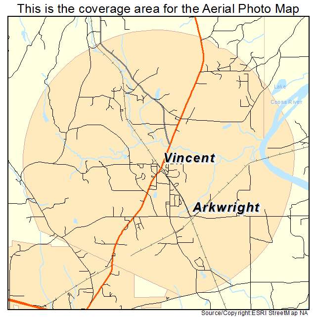 Vincent, AL location map 