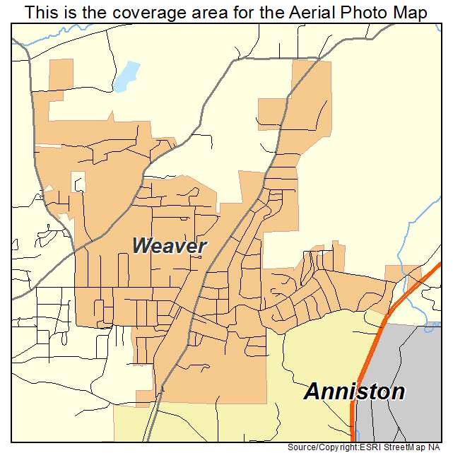 Weaver, AL location map 