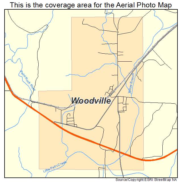 Woodville, AL location map 