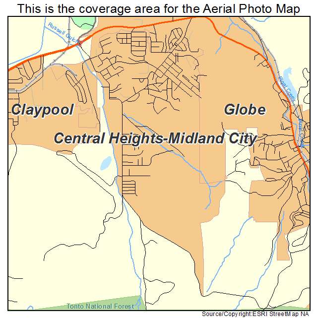 Central Heights Midland City, AZ location map 