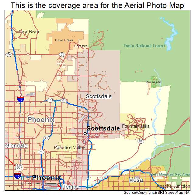 Aerial Photography Map of Scottsdale, AZ Arizona