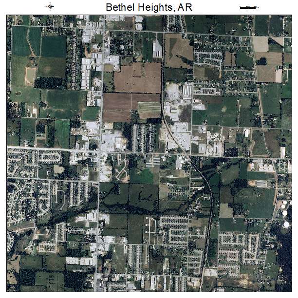 Bethel Heights, AR air photo map