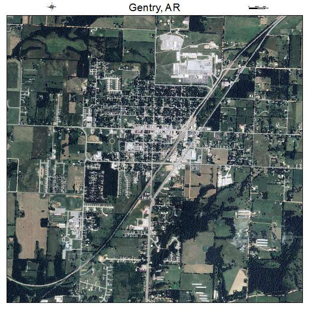 Gentry, AR air photo map