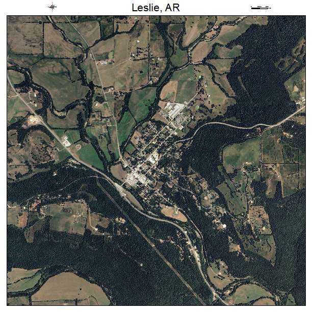 Leslie, AR air photo map