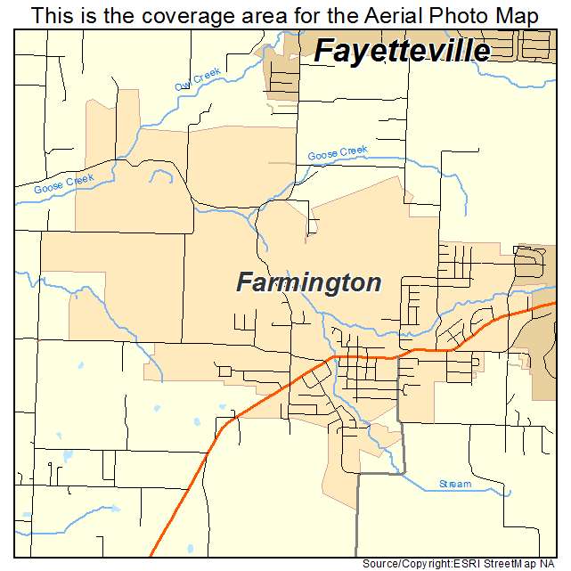 Farmington, AR location map 