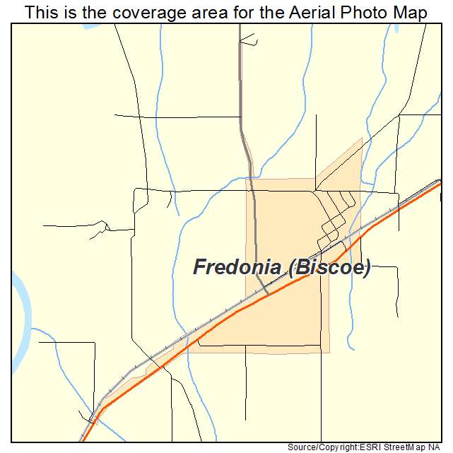 Fredonia Biscoe, AR location map 