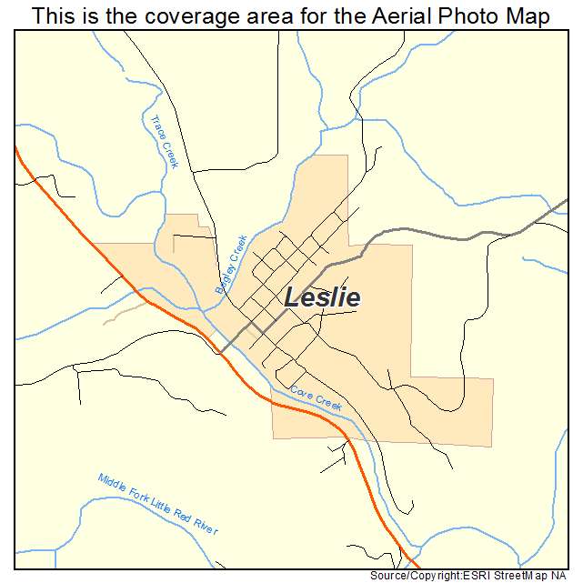 Leslie, AR location map 
