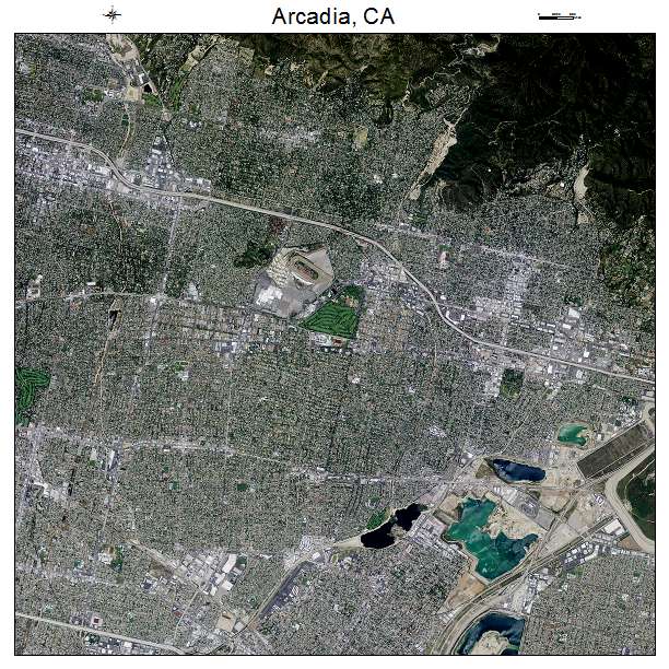 Arcadia, CA air photo map