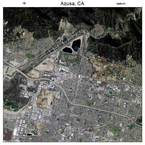 Azusa, CA air photo map