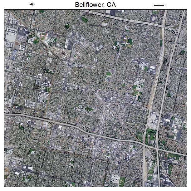 Bellflower, CA air photo map