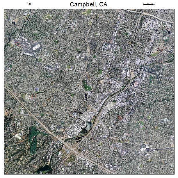 Campbell, CA air photo map