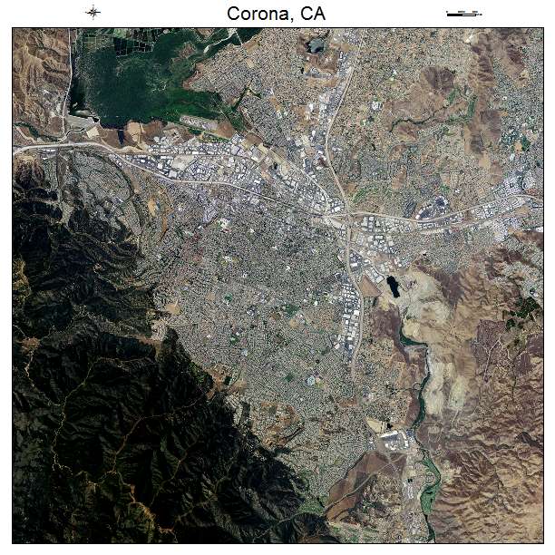Corona, CA air photo map