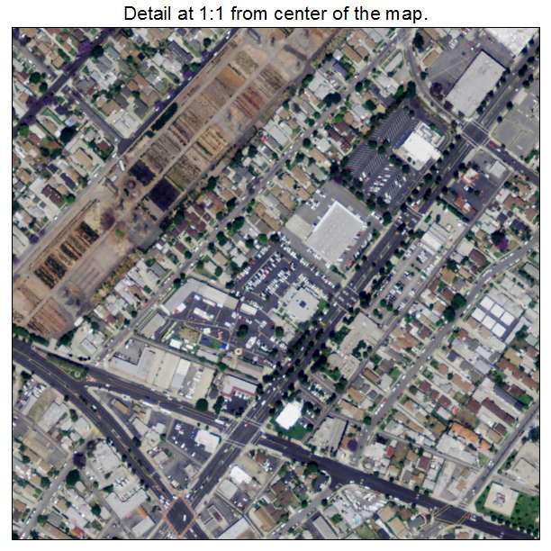 Bell Gardens, California aerial imagery detail