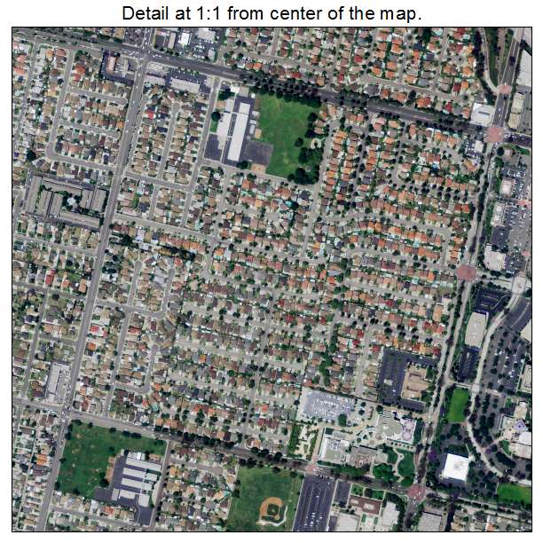 Cerritos, California aerial imagery detail