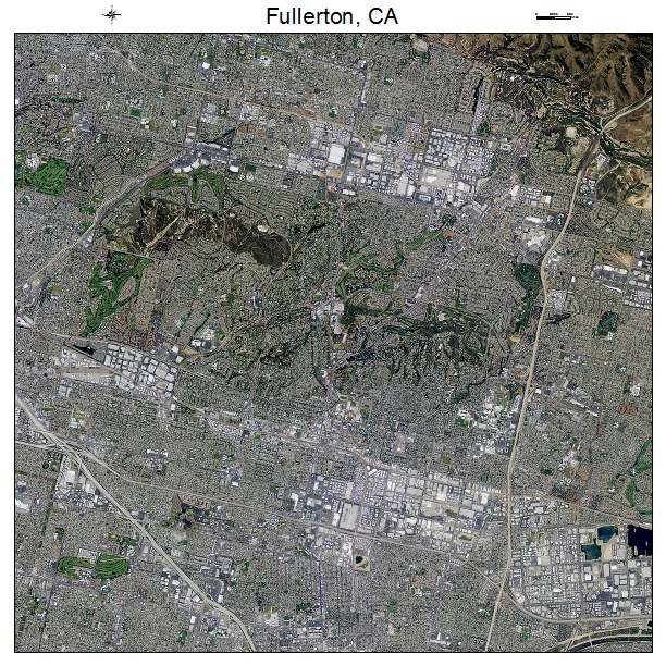 Fullerton, CA air photo map