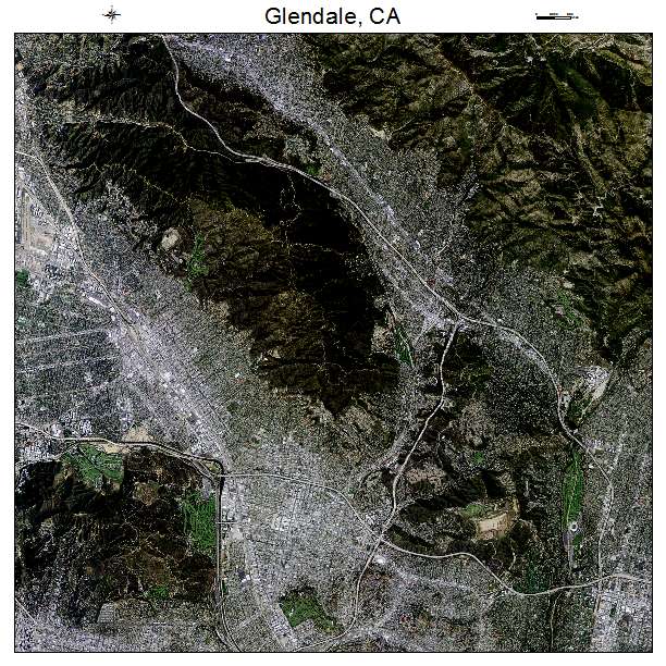 Glendale, CA air photo map