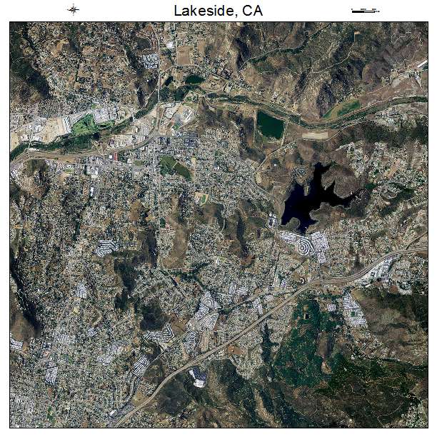 Lakeside, CA air photo map