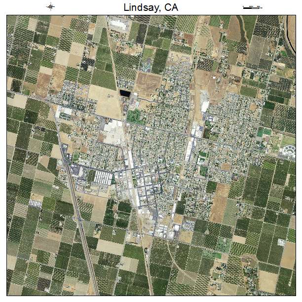 Lindsay, CA air photo map